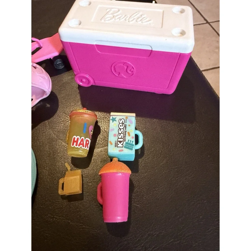 Barbie Beach Day Accessories, Barbie Ice Chest & Beach Chair And More 9 Pieces